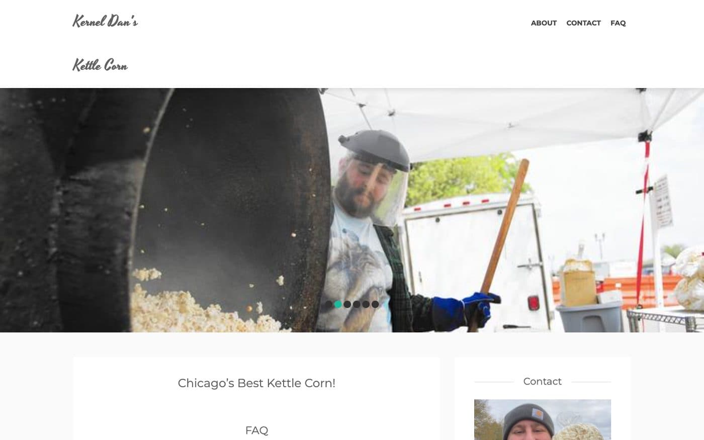 The old Kernel Dan's homepage — a sparse template page with a photo and little else.